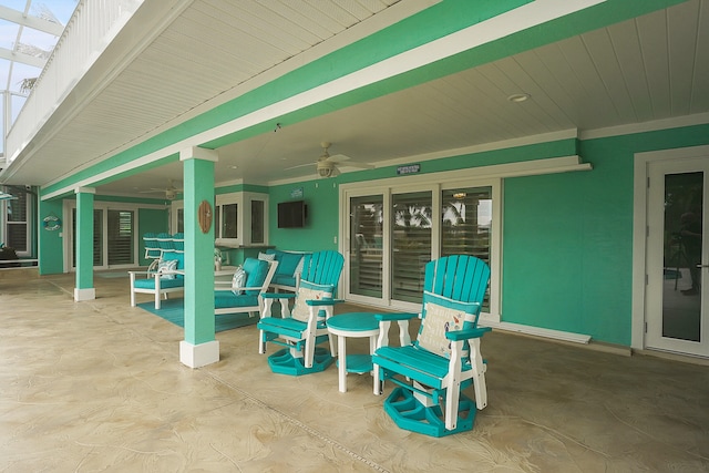 view of patio with ceiling fan