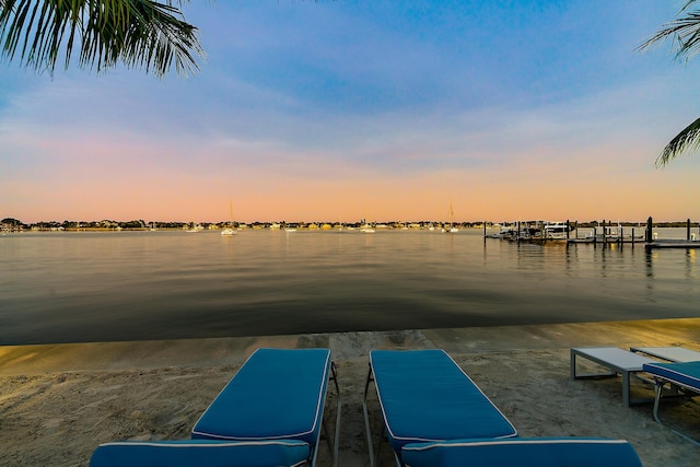 view of dock featuring a water view