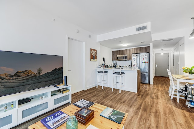 living room featuring light hardwood / wood-style flooring