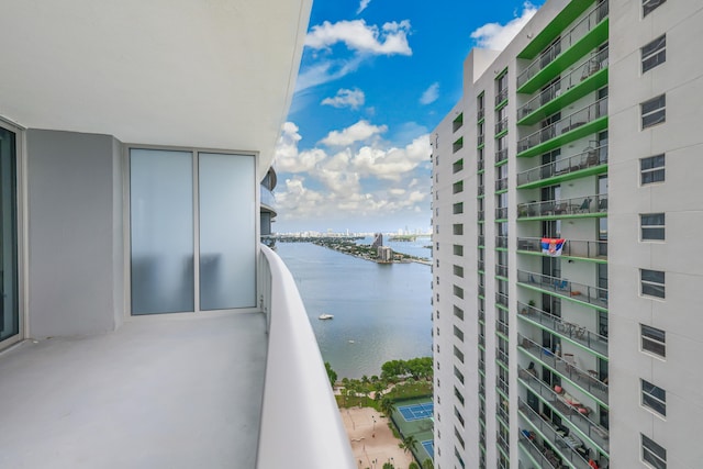 balcony with a water view