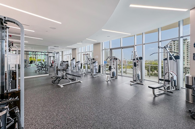 gym with expansive windows