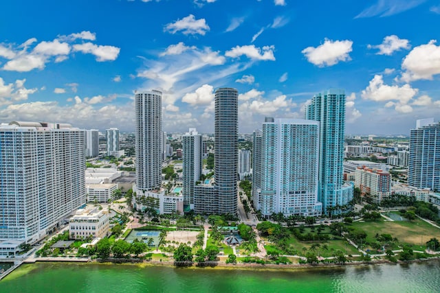 property's view of city with a water view