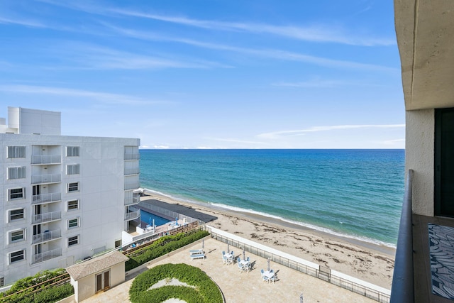 view of water feature with a view of the beach