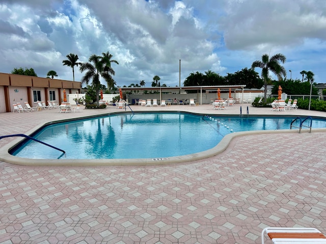 view of pool featuring a patio area