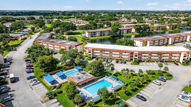 bird's eye view featuring a water view