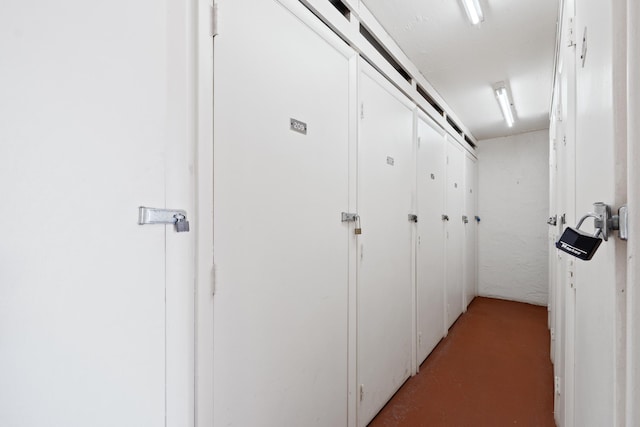 corridor featuring finished concrete floors