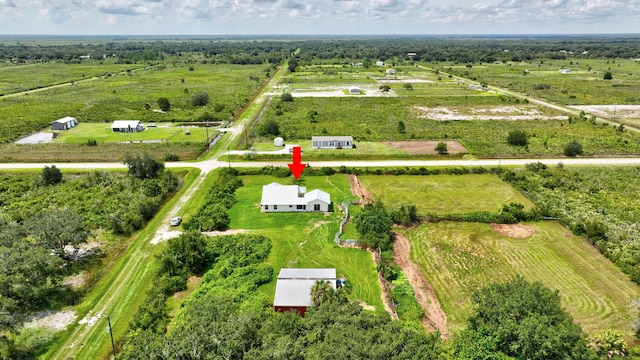 aerial view featuring a rural view