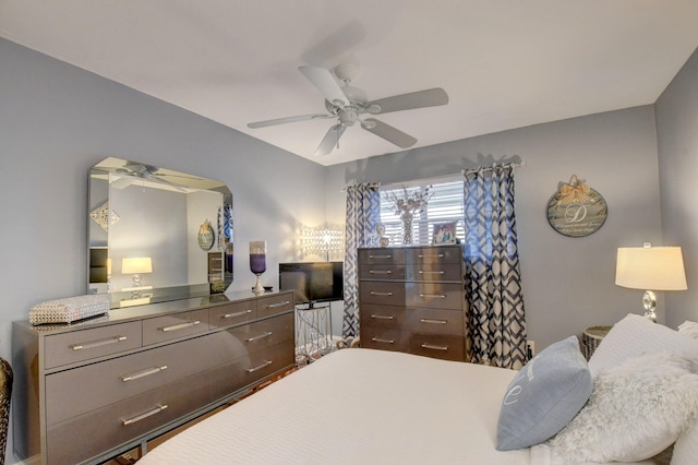 bedroom featuring ceiling fan