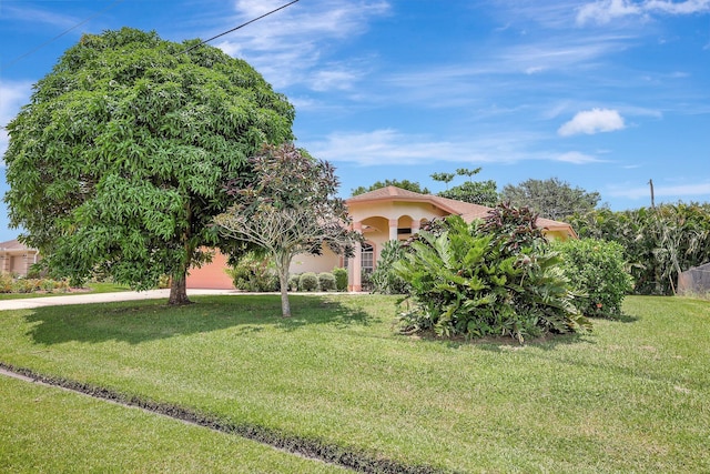 view of front of house with a front lawn