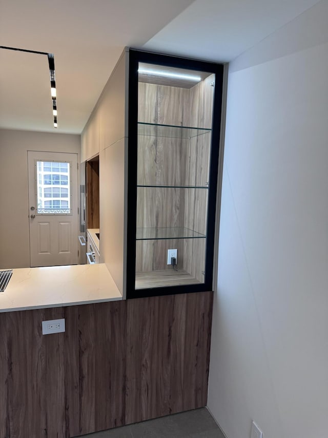 kitchen featuring light countertops and modern cabinets