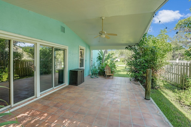 view of patio / terrace featuring ceiling fan