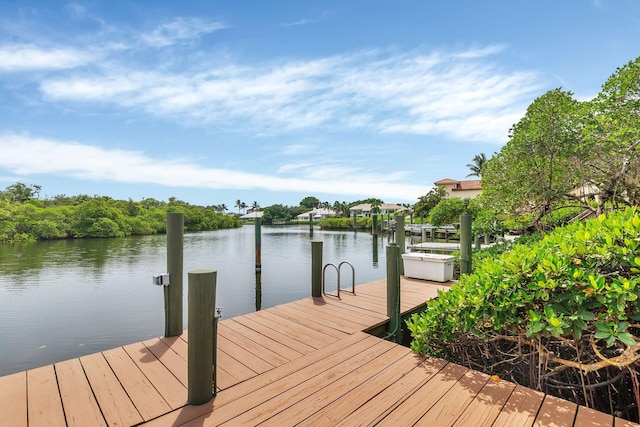 view of dock featuring a water view