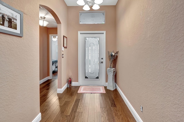 foyer with dark hardwood / wood-style flooring