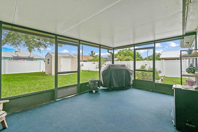 view of unfurnished sunroom