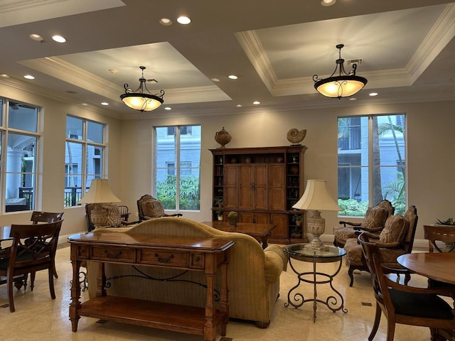1660 Renaissance Commons Blvd Unit 2218, Boynton Beach, FL 33426 - sitting room with light tile patterned floors, a raised ceiling, and a wealth of natural light