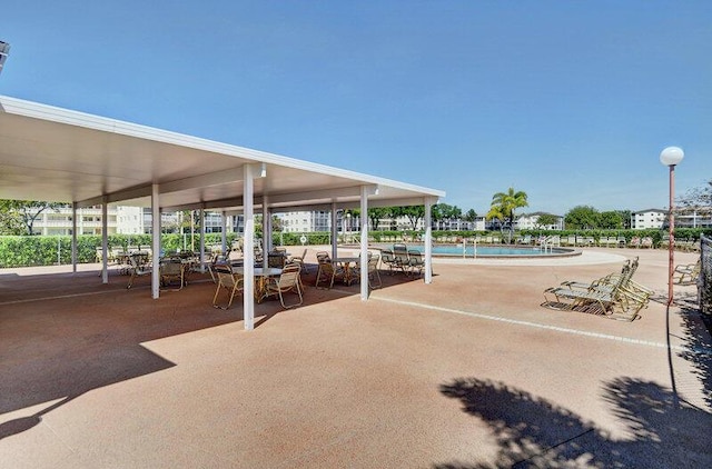 view of home's community featuring a patio and a pool