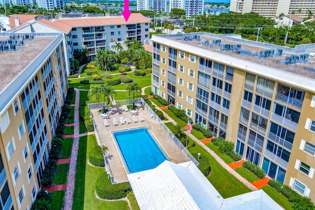 view of pool featuring a patio