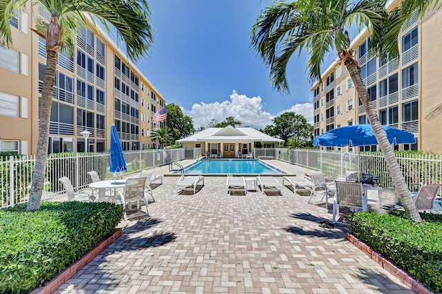 view of pool featuring a patio