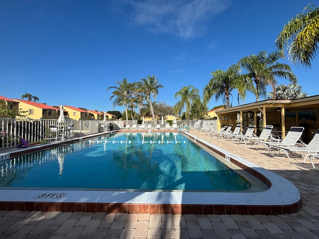 view of pool featuring a patio