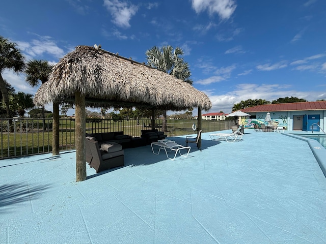 exterior space with a patio area and a gazebo