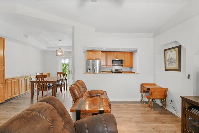 living room featuring light wood-type flooring