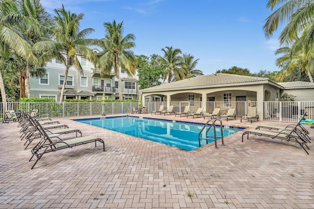 view of pool featuring a patio area