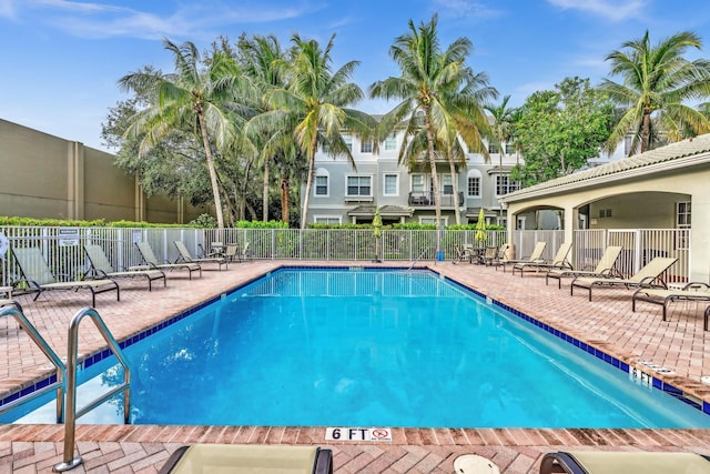 view of pool featuring a patio