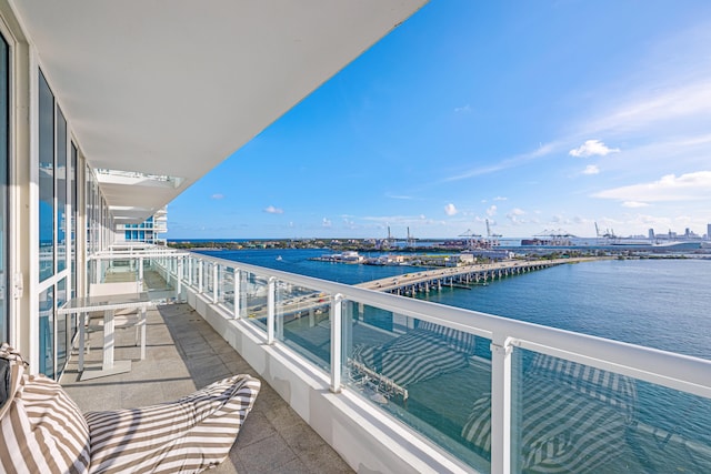 balcony with a water view