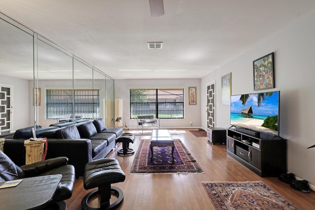 living room featuring hardwood / wood-style flooring