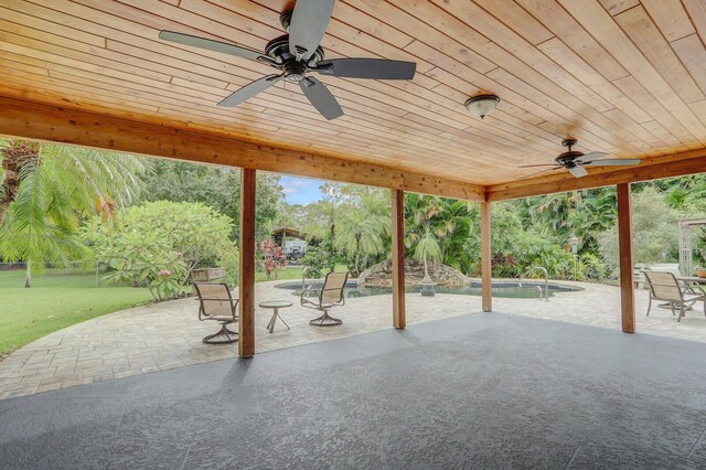 view of patio / terrace featuring ceiling fan