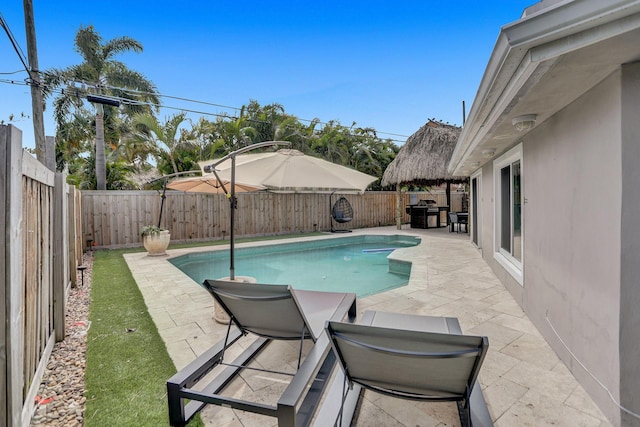 view of pool featuring a patio area