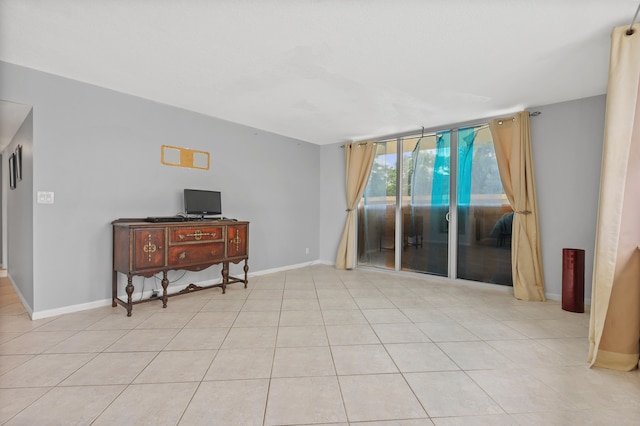 living room featuring light tile patterned floors