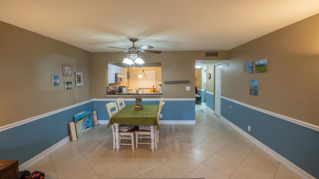 kitchen featuring ceiling fan