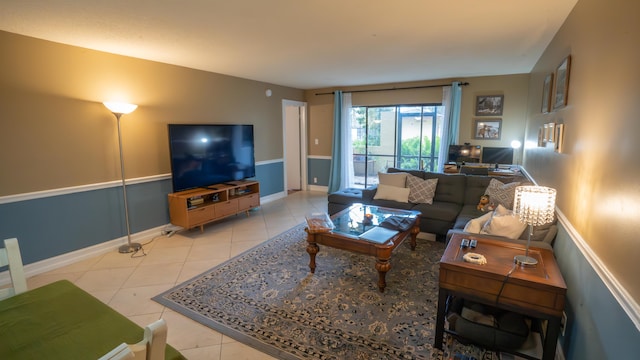 view of tiled living room