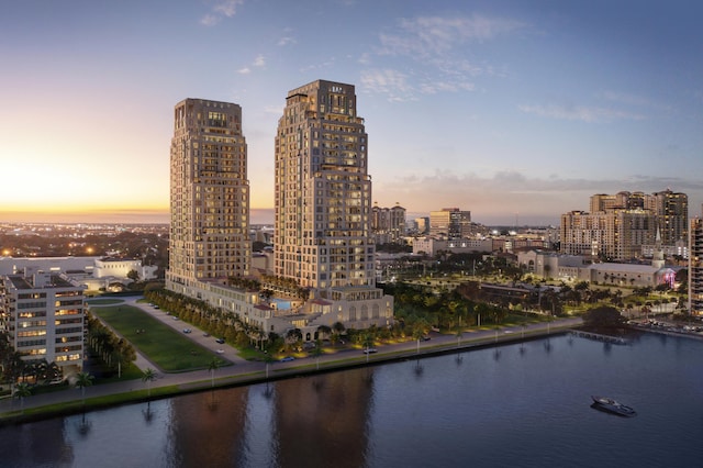 view of city featuring a water view