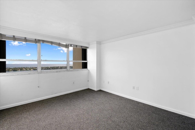 carpeted empty room with ornamental molding