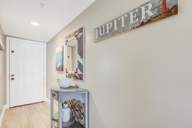 interior space with light hardwood / wood-style floors