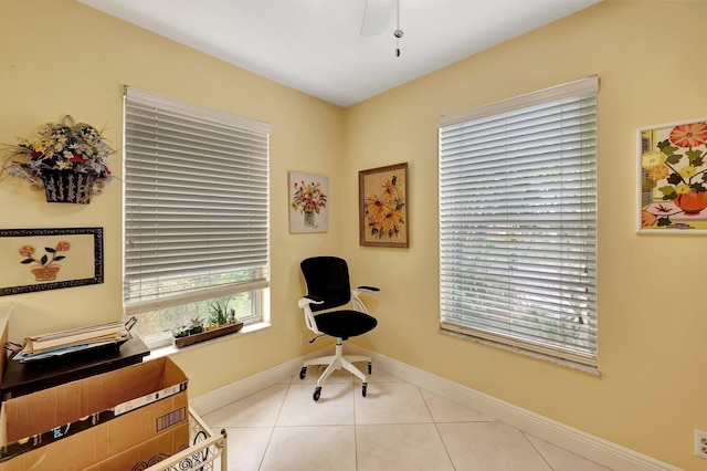 home office featuring light tile patterned floors