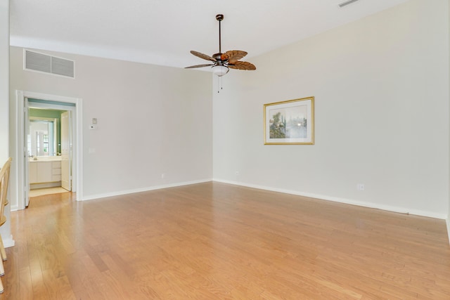 interior space featuring ceiling fan and light hardwood / wood-style floors