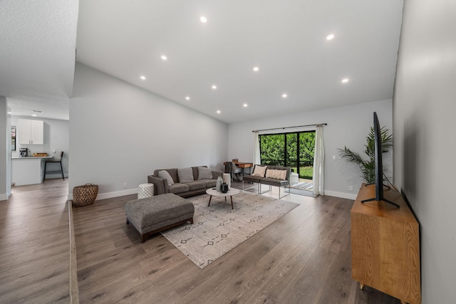 living room with hardwood / wood-style floors