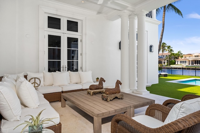 view of patio / terrace with outdoor lounge area and french doors