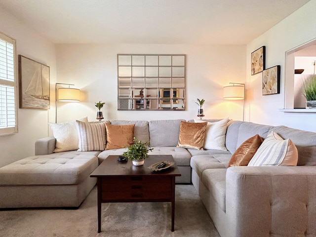 living room featuring carpet floors