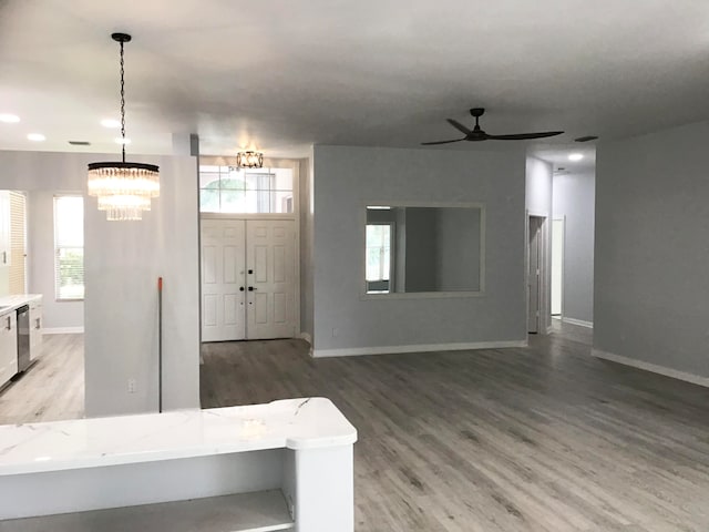 entryway with wood-type flooring and a wealth of natural light