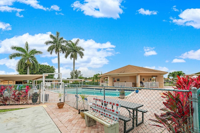 view of pool featuring a patio