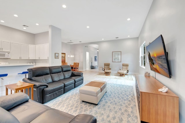 living room featuring light wood-type flooring