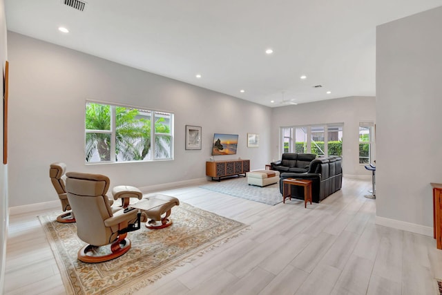 living room featuring light hardwood / wood-style flooring