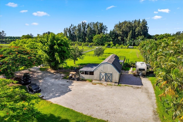 aerial view featuring a rural view