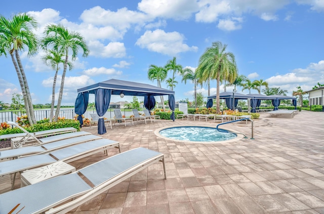 view of pool with a gazebo and a patio