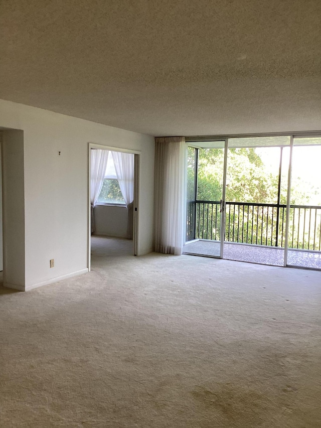 unfurnished room featuring a textured ceiling and carpet