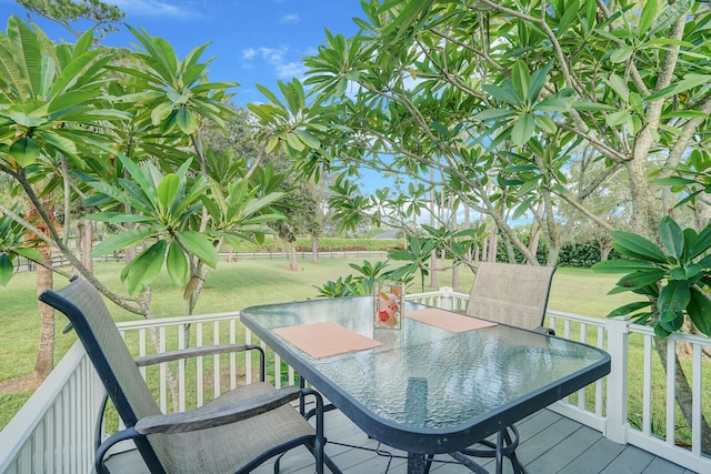 deck featuring a yard